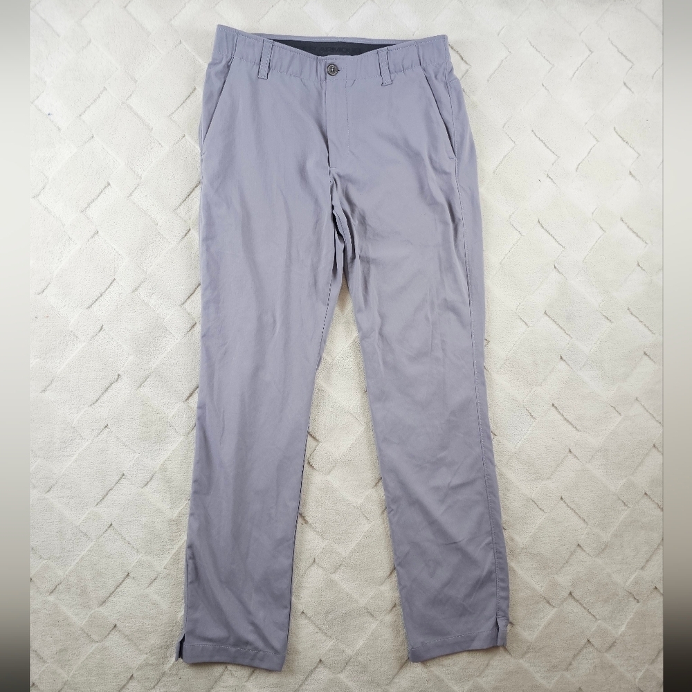 Under Armour Performance Chino Pants Mens 32x32 Gray Stretchy Golf Preppy